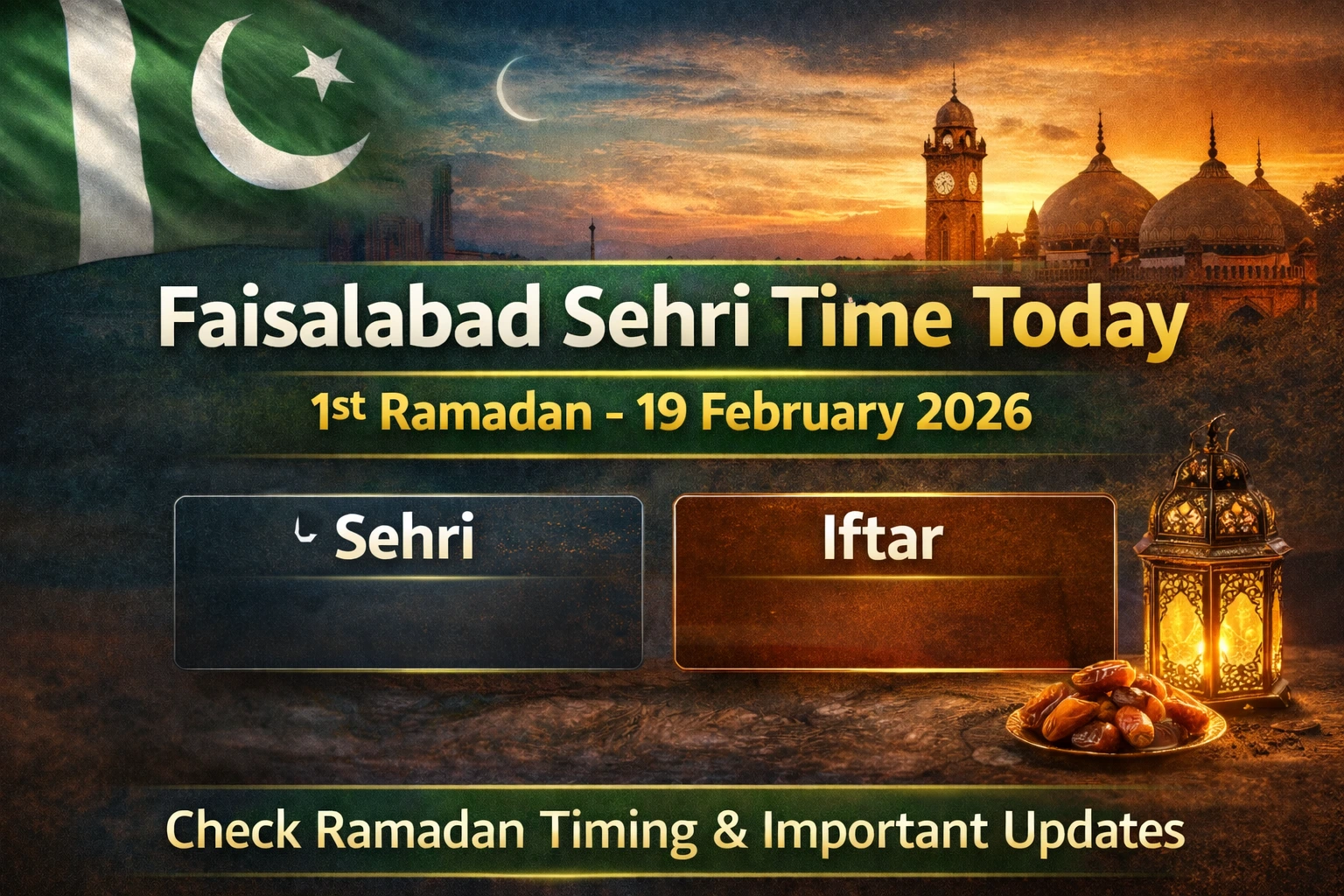Faisalabad Sehri Iftar Time 1st Ramadan 19 February