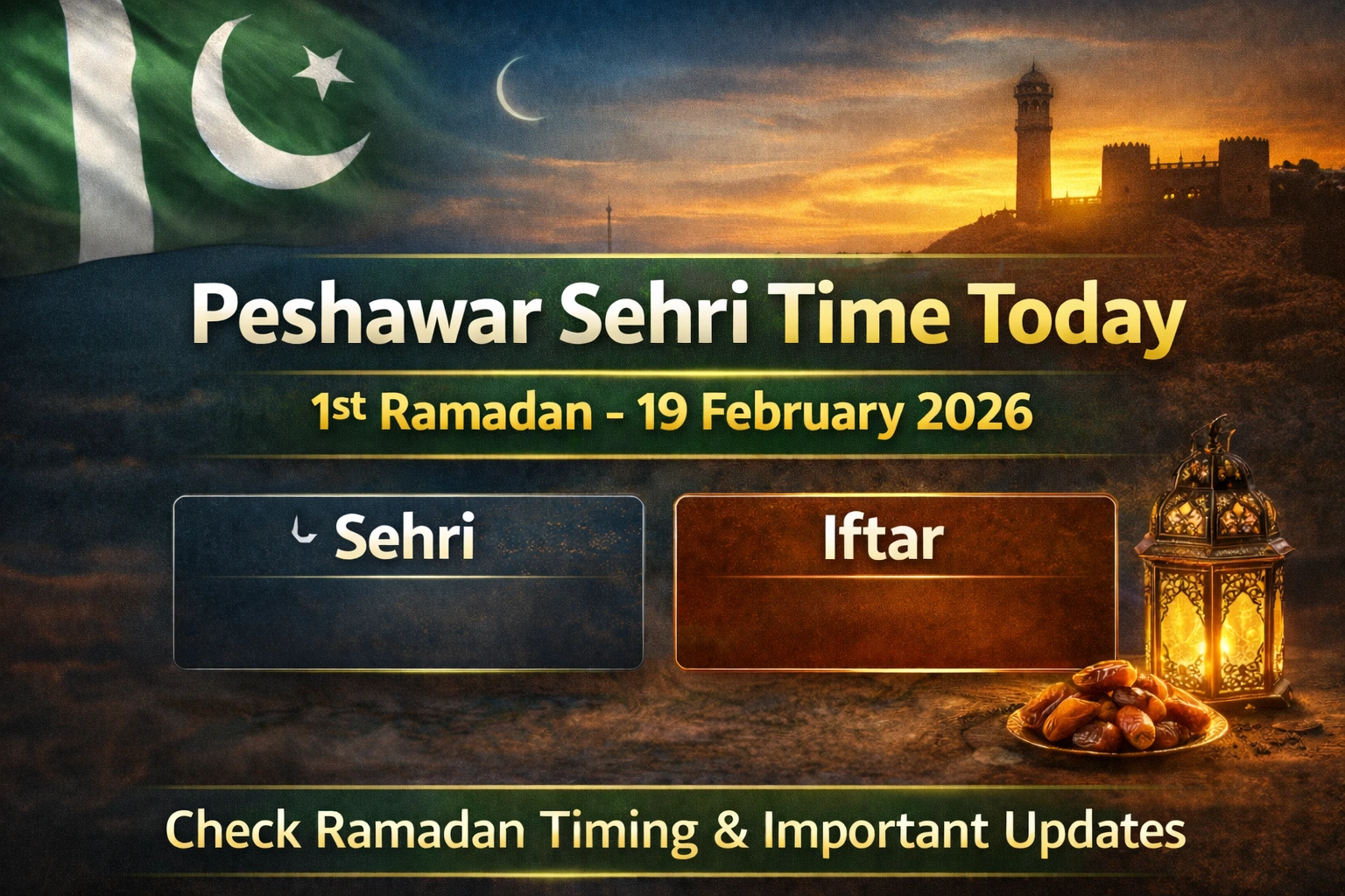 Peshawar Sehri and Iftari schedule for the first day of Ramadan 2026.